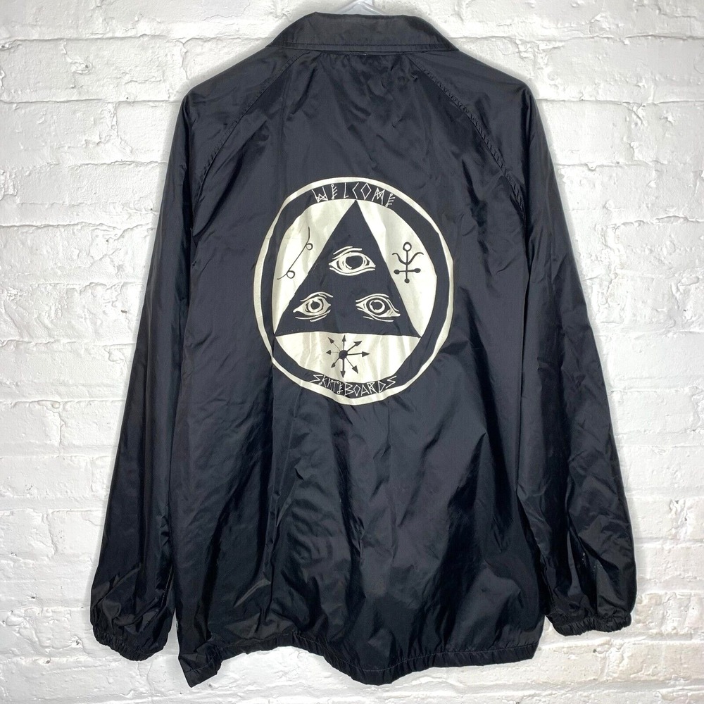 Vintage Welcome Skateboards Black Mens Large Stain Jacket Talisman Coach‎ Coat